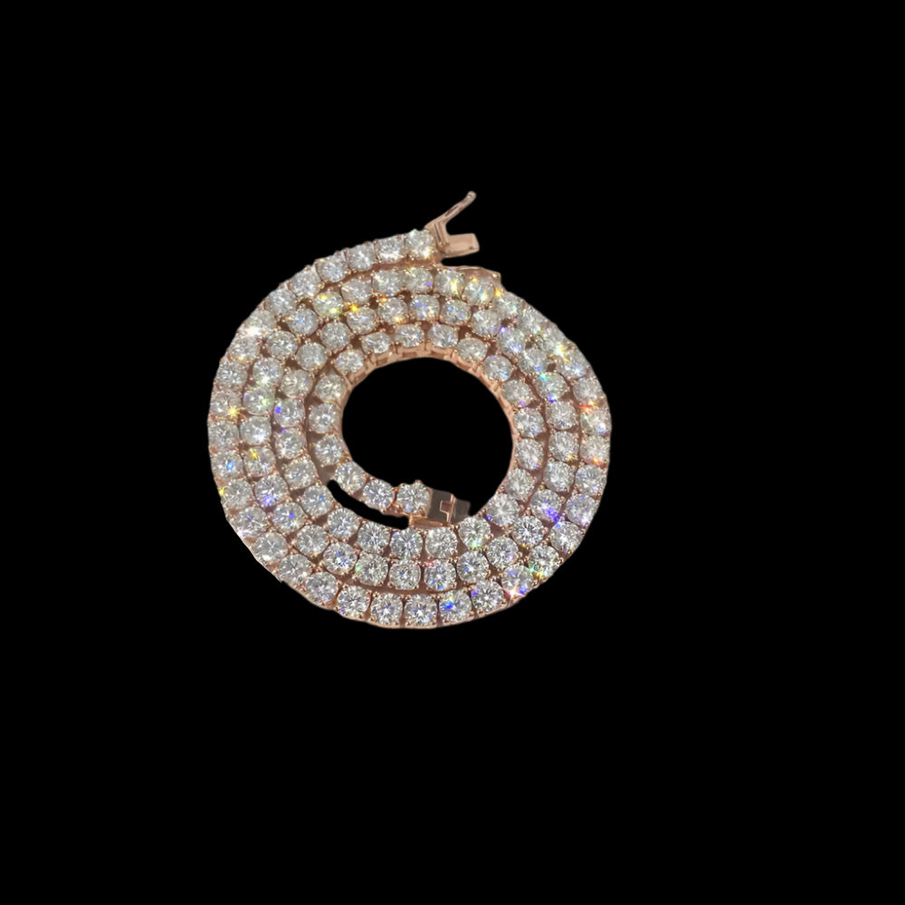 Iced out 18k Rose-Gold Tennis Necklace