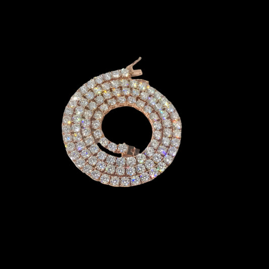 Iced out 18k Rose-Gold Tennis Necklace