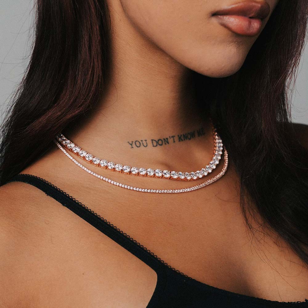 Iced out 18k Rose-Gold Tennis Necklace